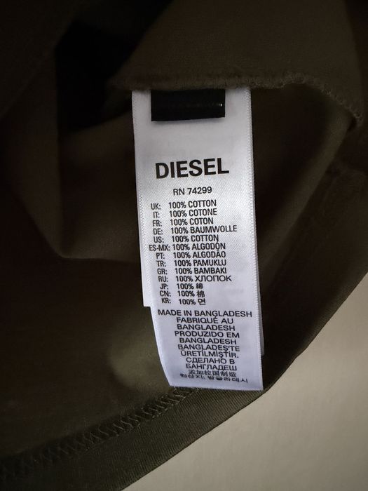Tricou DIESEL Original pentru copii – Kaki cu logo roșu | 10 ani (156cm) | Nou cu etichetă