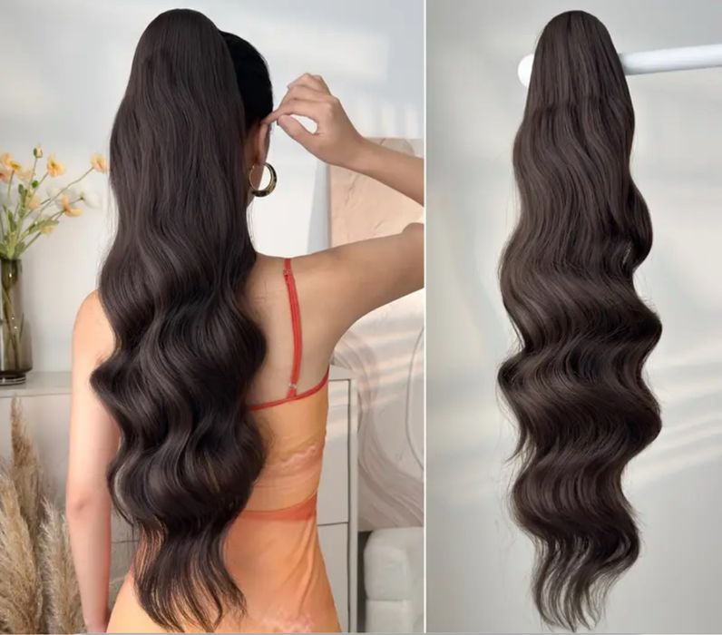 Кестеняво червеникава дълга луксозна  перука