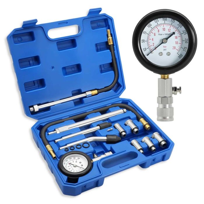 Комплект тестер за компресия бензинови двигатели 0–300 PSI