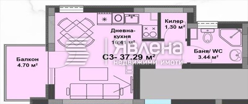 Продава се Едностаен апартамент в к.к. Слънчев бряг - 37 кв.м за 1190 €/кв.м - Снимка #1