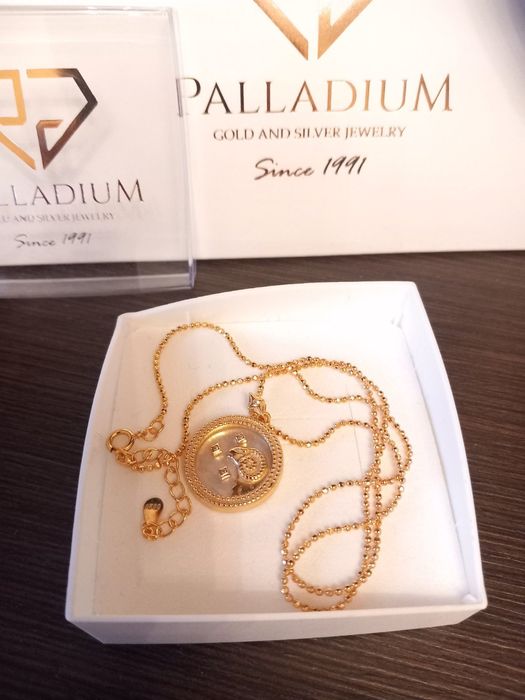 Сребърно колие, зодия Овен, с 24-каратова позлата