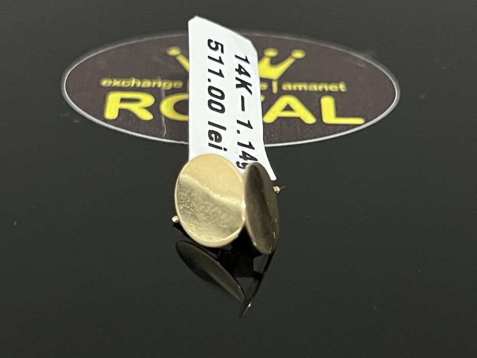 Bijuteria Royal CB : Cercei bănuț aur 14k 585  1,14 gr