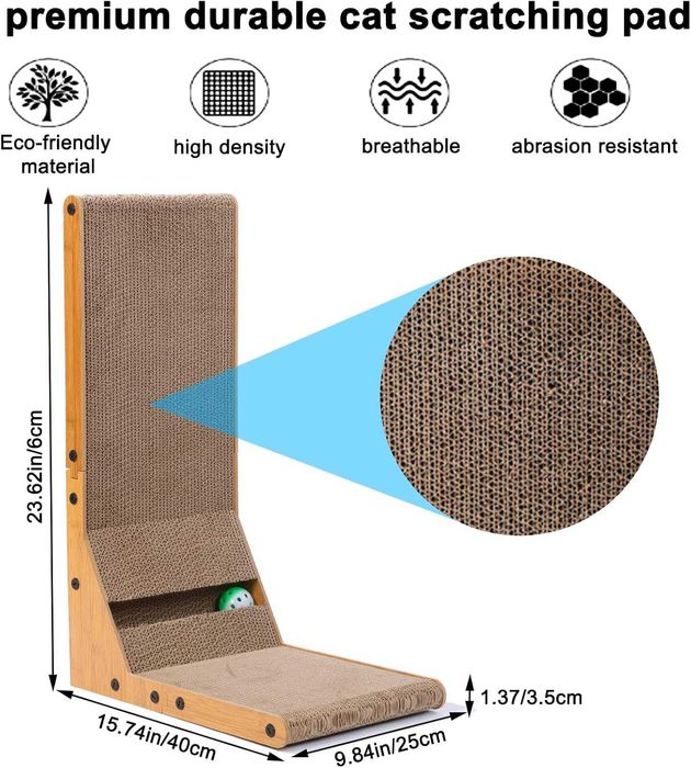 Ansamblu joaca pisici in forma de L cu bila si suprafata dubla zgariat