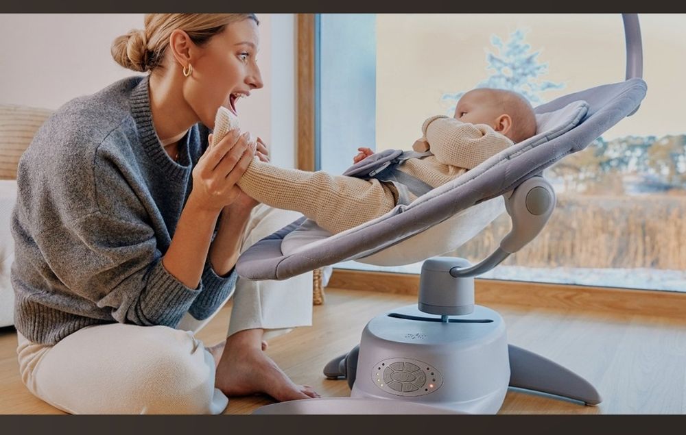 Balansoar pentru copii Lionelo Mell 2 in 1, electric, Beige Sand