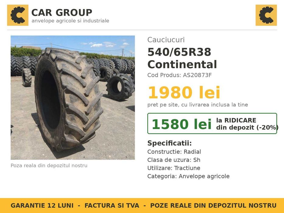 Cauciucuri 540/65R38 Continental Anvelope Combina SH LIVRARE Agricole