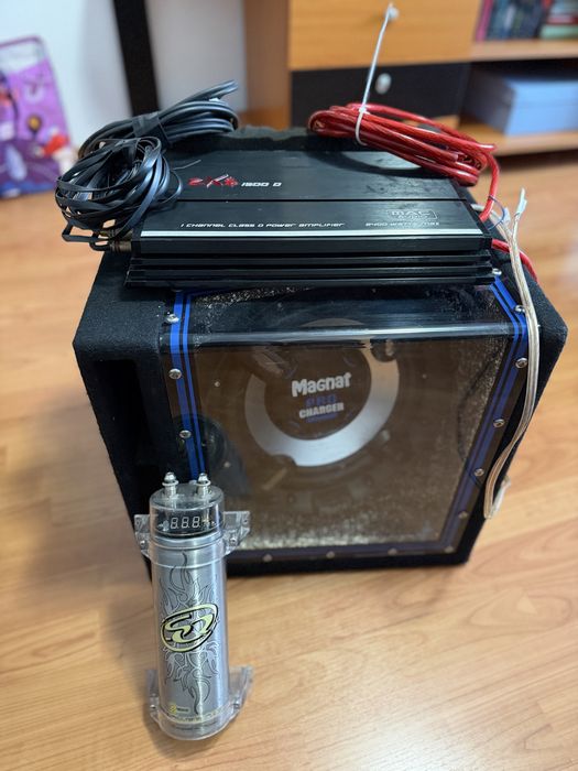Pachet Audio Auto Complet: Subwoofer Magnat + Amplificator Mac Audio Monobloc + Condensator + Cabluri