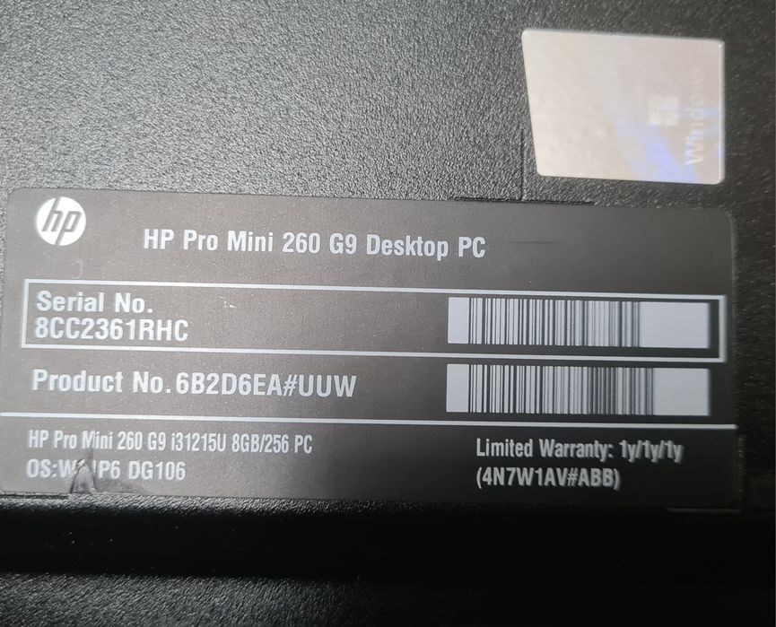 Mini PC HP Pro 260 G9 i3 1215U, 8 GB DDR4, ssd 256 GB