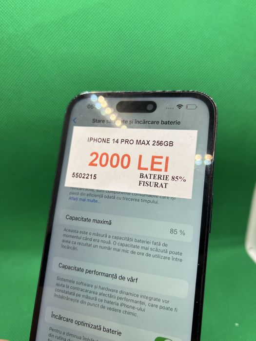 Iphone 14 pro max 256gb 85% bat fisurat•Amanet Lazar Crangasi•55022