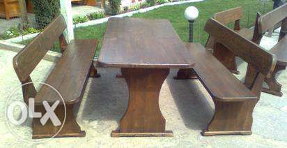 Градински маси с пейки от масив!