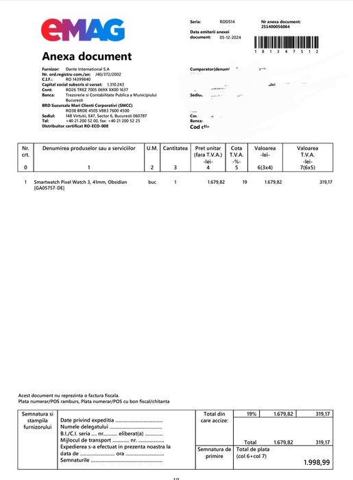 SmartWatch Pixel Watch 3, 41mm, Obsidian