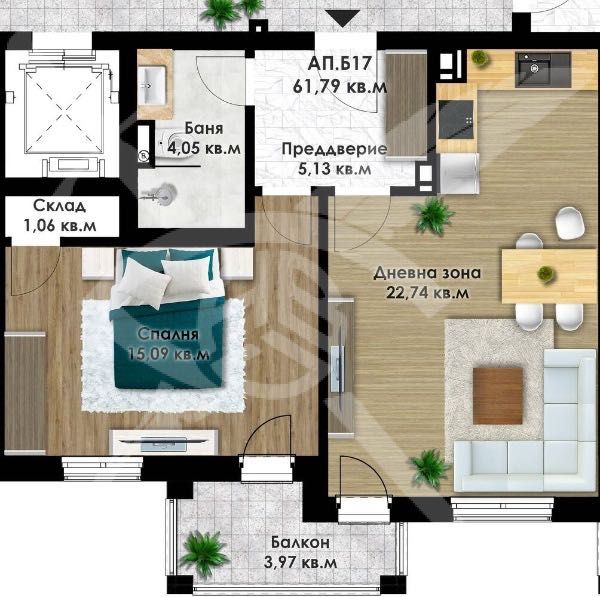 Двустаен апартамент на Коматевско шосе! 98487