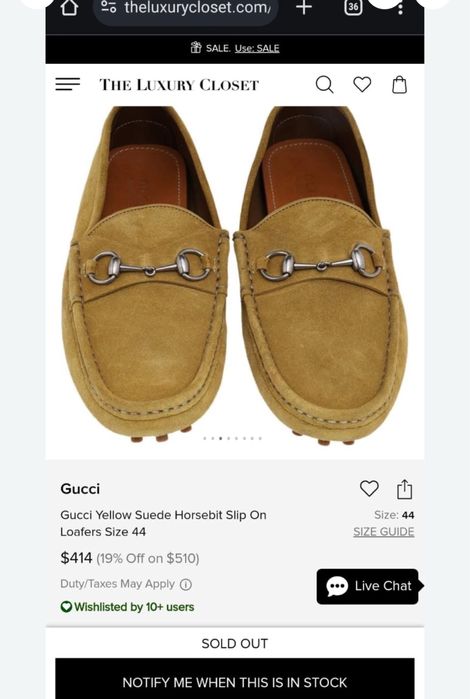 Gucci Loafers Shoes Suede Horsebit Mustard Yellow 42-42.5