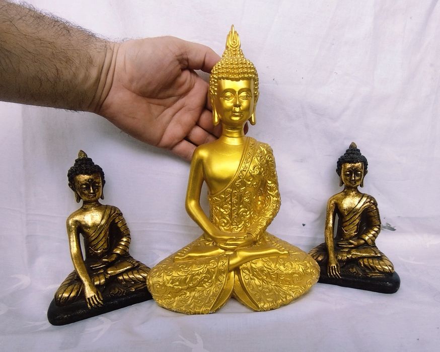 Trei figurine Zeul Budha, din rășină acrilică, Colectia Juliana.