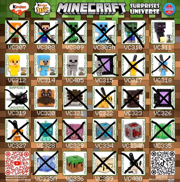 Фигурки Kinder Joy Minecraft