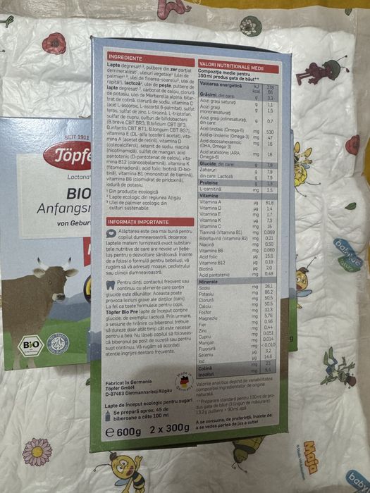 Lapte praf Bio Pre Lactana, +0 luni, 600 gr, Topfer