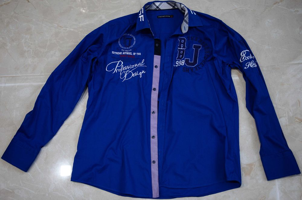 Ефектна синя риза с дълъг ръкав Redbridge - XL