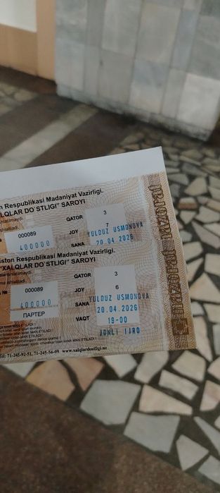 Bilet Yulduz Usmonova konsertiga 20.04.26