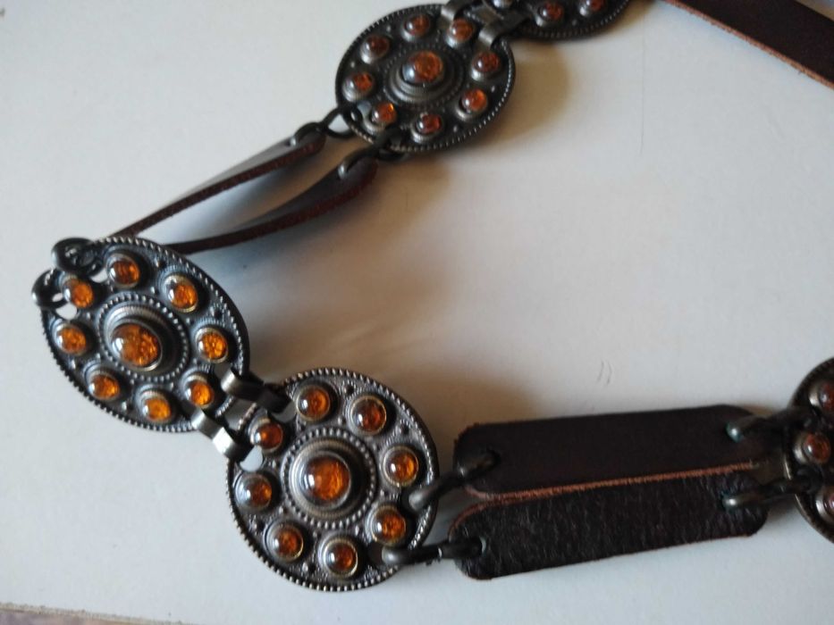Curea piele naturala si metal, vintage