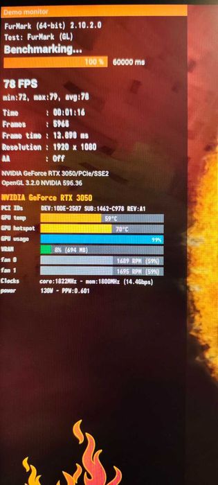 MSI GeForce RTX 3050 VENTUS 2X 8G OC  — употребявана