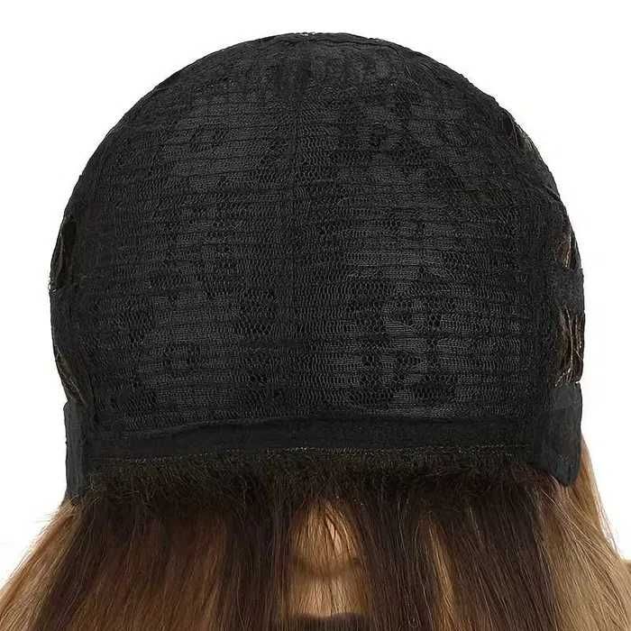 Асиметрична чуплива пшенично руса перука с тъмни корени