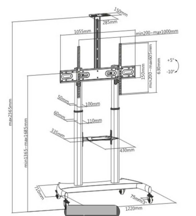 Stand TV mobil 60"-100" profesional