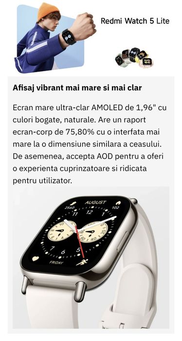 Smartwatch xiaomi Redmi watch 5 lite black sigilat