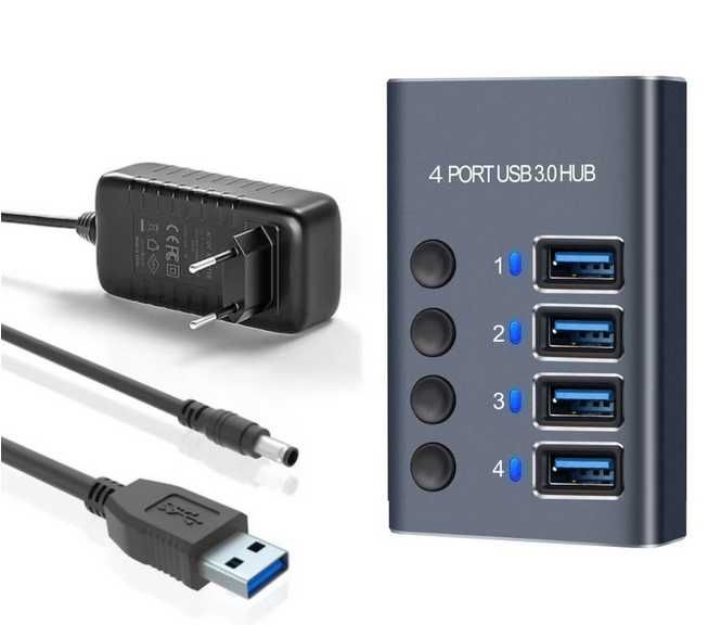 4-в-1 USB 3.0 Хъб PRESTIGE CHARGE® – Алуминиев корпус, 5Gbps трансфер