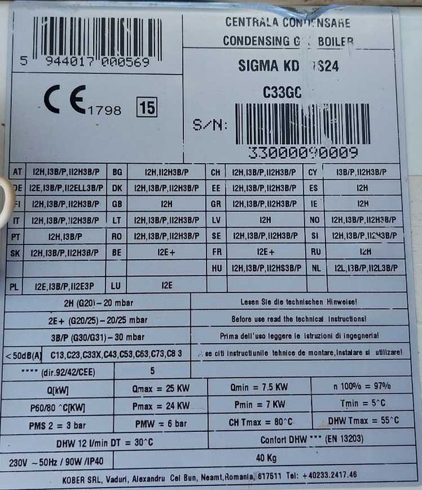 Piese de schimb centrala MOTAN SIGMA KDENS 24.