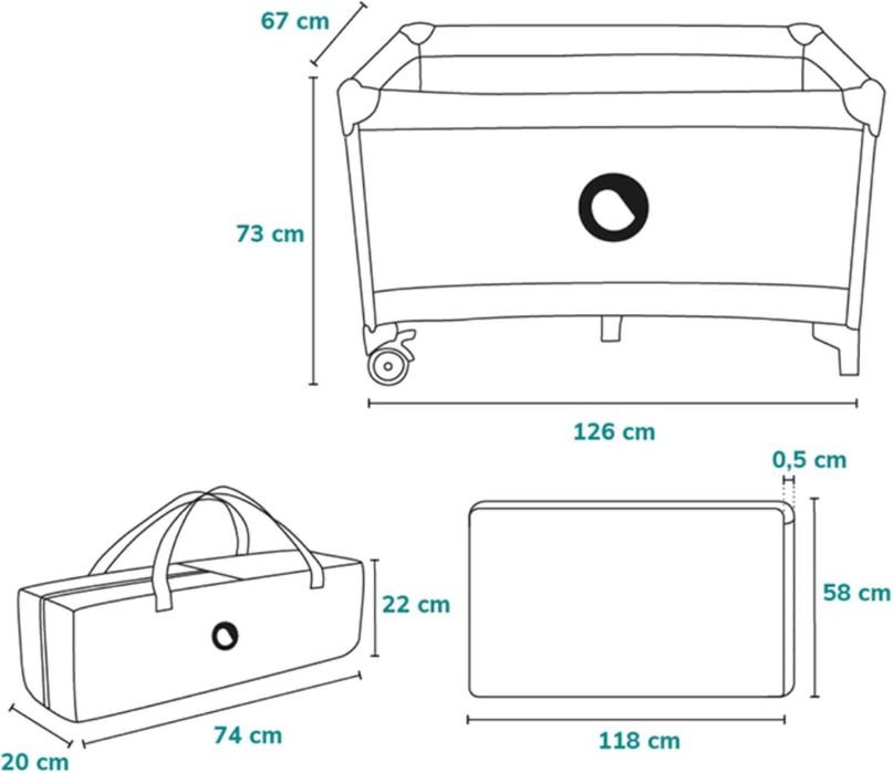 Patut pliant, Lionelo, Stefi,120x60 cm , Roz Ombre