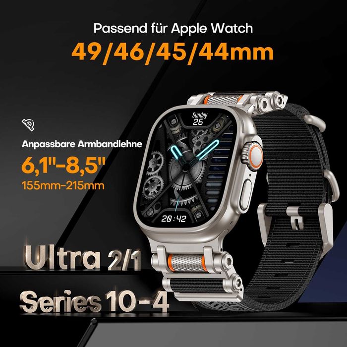 Curea nylon conectori inox Apple Watch Ultra noua