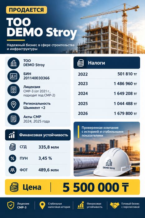 Продам СМР 3, Строительство. фин устойчивость 335 млн