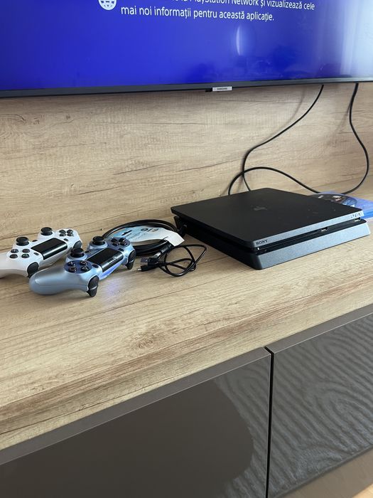 Consola PS 4 Slim 500 gb, 2 controllere noi! Joc, Pret neg