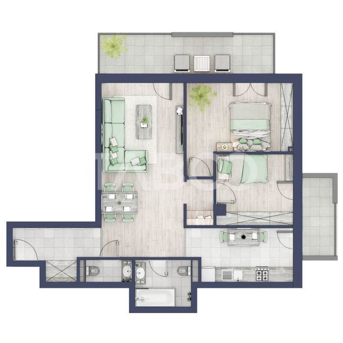 Apartament cu orientare SV 70 mpu 3 camere 2 bai bloc cu lift Turnisor — fotografia 2