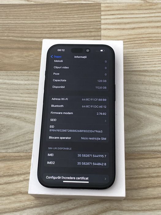 iPhone 15 , memorie 128 GB