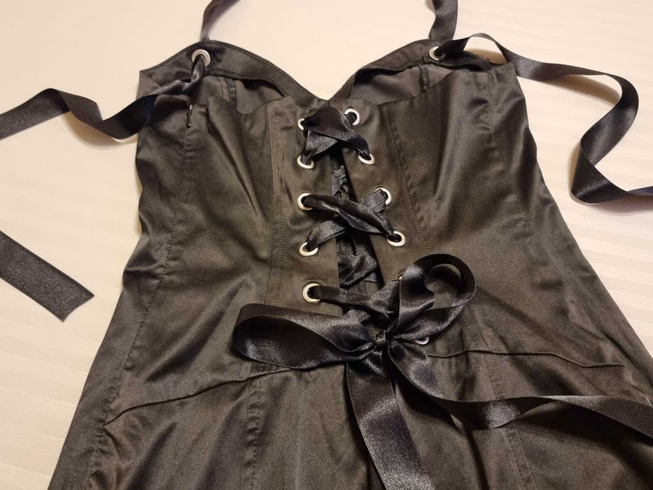 Rochie satin, sarafan negru, marimea 38