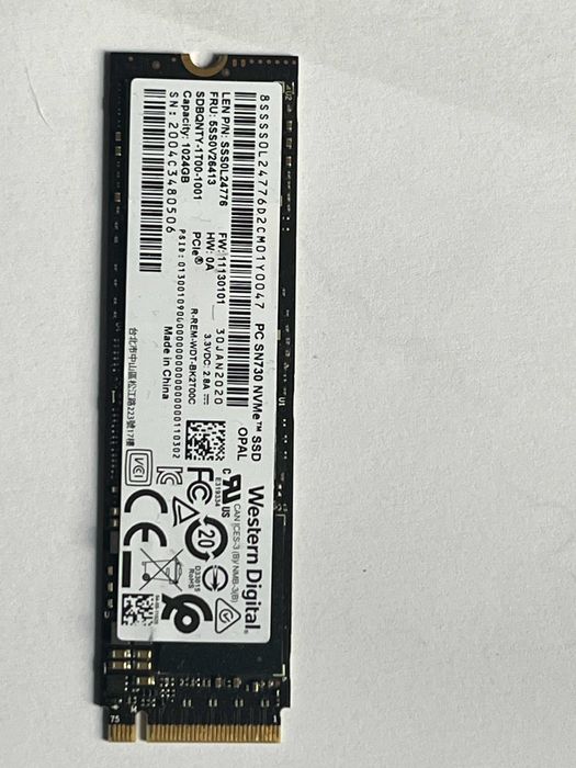 SSD 1TB Western Digital SN730 m2 NVMe Viteze Citire 3,400MB/s