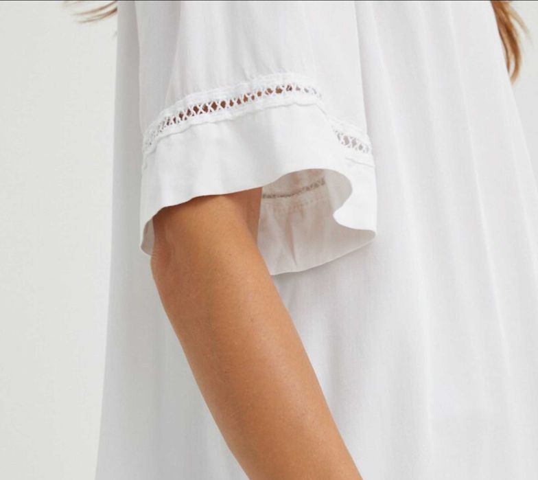 Bluza cazuta pe umeri, barcuta, alb, nou, S/36