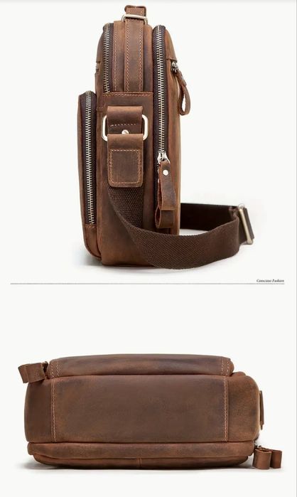 Мъжка месинджър чанта HIMERPAL*/Crazy Horse•Естест. кожа -10% Промоция