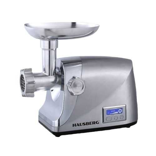 Електрическа месомелачка Hausberg HB-3455 2000W – Метален корпус с LCD дисплей и приставки