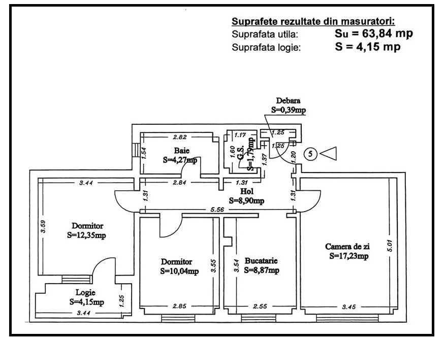 CET 3 Camere Decomandate Su=68mp Centrala Mobilat Utilat Izolat