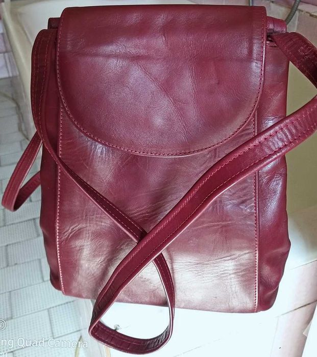 Poseta dama din piele naturala, visiniu inchis