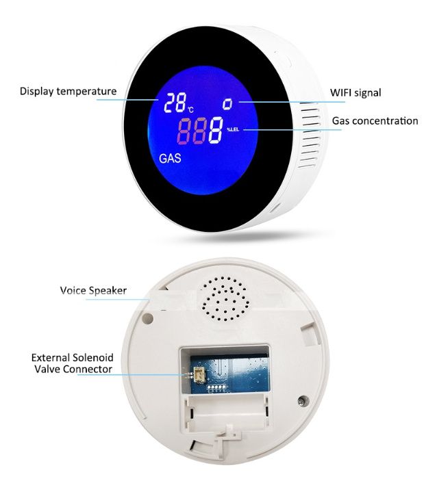 WiFi алармен известителен датчик за изтичане на газ Tuya Smart life