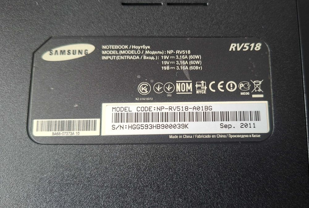 Лаптоп Samsung RV518, RAM 8Gb, HDD SSD 240Gb