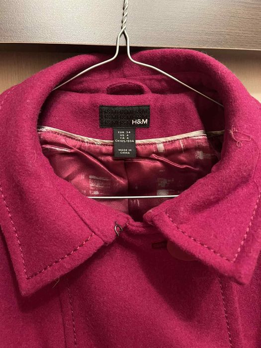 Дамско вълнено палто, цвят бордо/маджента