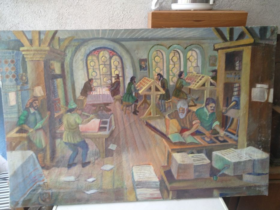 Продавам антикварна картина Средновековни крепостни мотиви 2