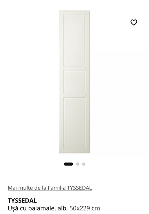 Set 2 usi cu balamale, alb, 50x229 - Ikea - TYSSEDAL