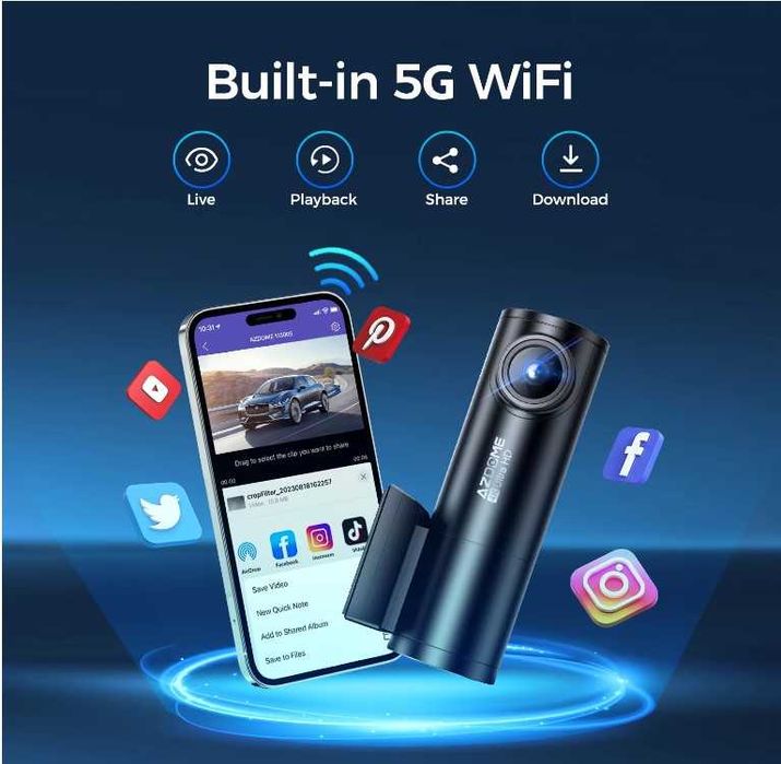 Camera Auto Bord GPS Wifi AZDOME M300S 4K + Camera Marsarier Card 64Gb