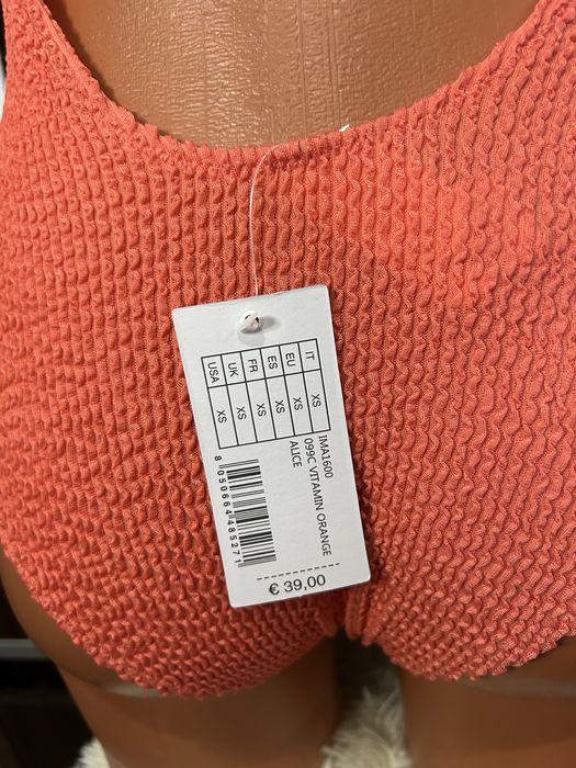 Costum de Baie Întreg Calzedonia Portocaliu – Textură Seersucker – Nou XS