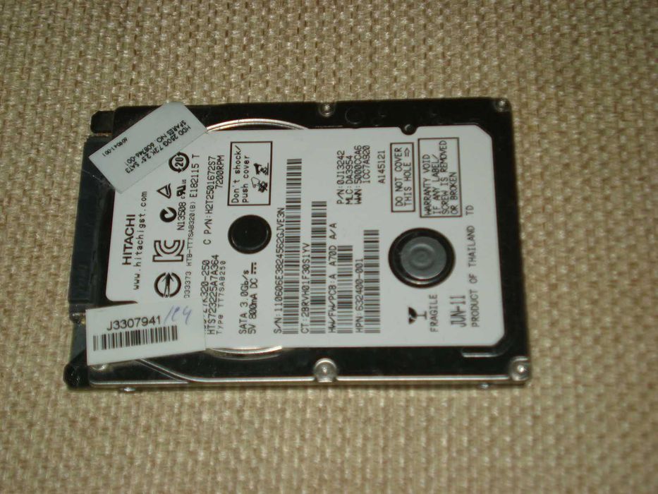 Hard disk hitachi laptop 2.5" slim HDD 250Gb 7200 rpm sata