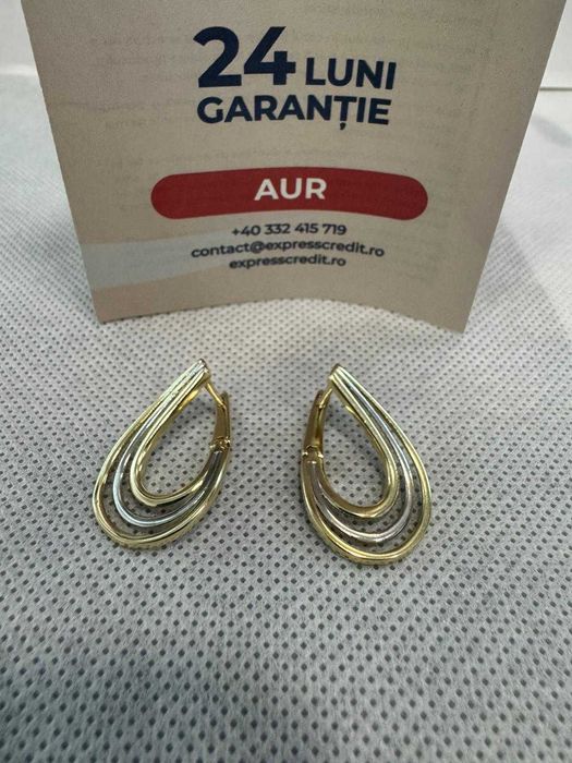 (Ag41) Cercei aur 14K B6050 - Certificat de garanție!
